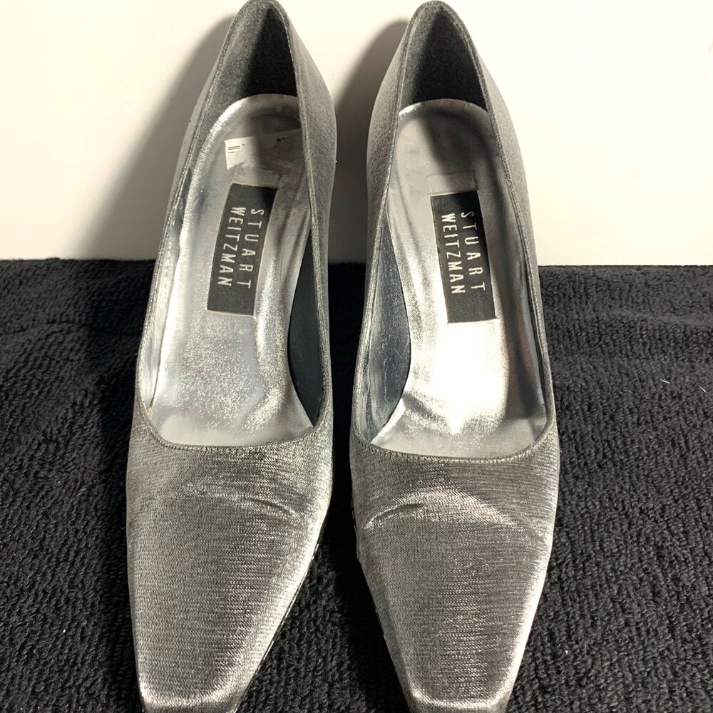 Stuart Weitzman Charcoal Satin Pumps 6.5